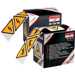 Etichetta autoadesiva triangolare pericolo elettrico vinile resistente umidità solventi confezione 20 pezzi