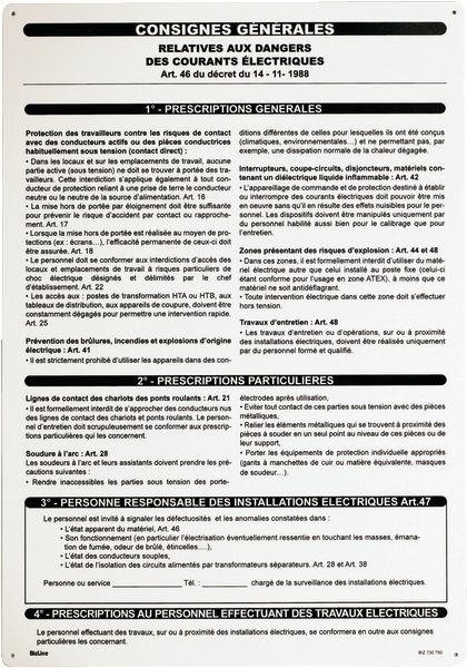 CARTELLO PVC ISTRUZIONI GENERALI