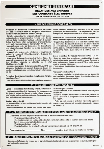 Cartello PVC Istruzioni Generali 350x500 mm resistente e preforato per segnaletica interna
