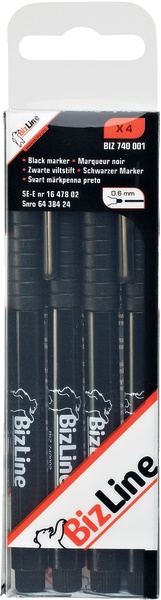 Set 4 pennarelli indelebili punta 0,6 mm asciugatura rapida marcatura su plastica metallo vetro