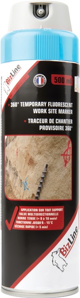 Tracciante cantiere blu fluo 500 ml multidirezionale 360° marcatura temporanea fino 10 mesi