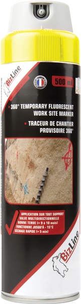 Marker fluorescente multidirezionale 500 ml giallo per marcature temporanee cantiere fino 10 mesi, utilizzo su superfici umide