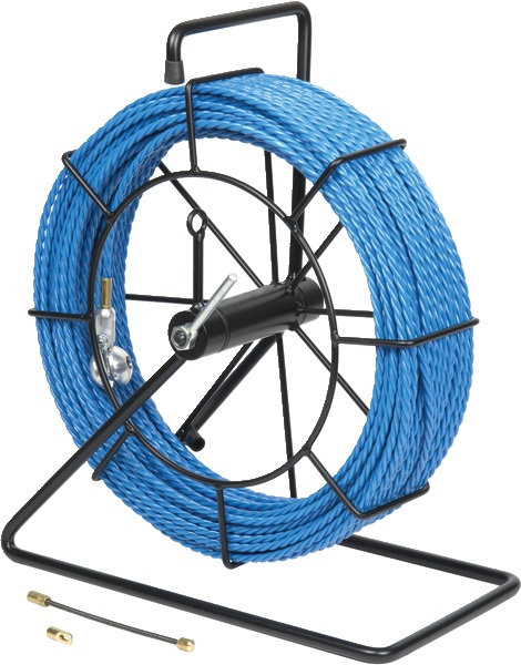Sonda poliestere intrecciato 50 m Ø6 mm con svolgitore e inserti intercambiabili per passaggio cavi in guaine intasate