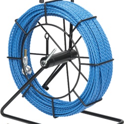 Sonda poliestere intrecciato 50 m Ø6 mm con svolgitore e inserti intercambiabili per passaggio cavi in guaine intasate