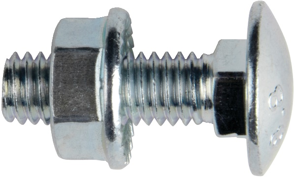 Bullone testa tonda colletto quadrato M6x16 mm acciaio zincato per canalizzazioni cavi