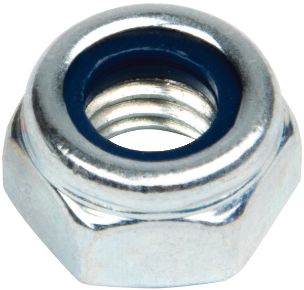 Dado autobloccante M8 acciaio zincato anello nylon antivibrazione per impianti elettrici