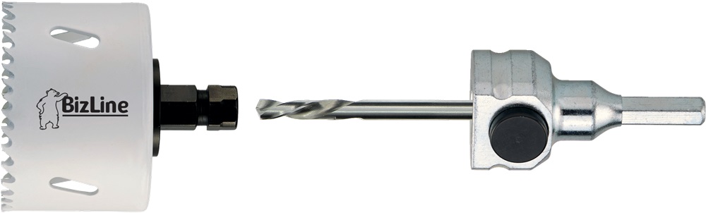 Confezione di sega a tazza bimetallo CLIC II Ø 67 mm con albero esagonale e punta HSS