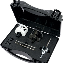 Set 2 seghe a tazza CLIC II diamantate e bimetalliche con punte guida e chiavetta esagonale per interventi elettrici precisi e rapidi