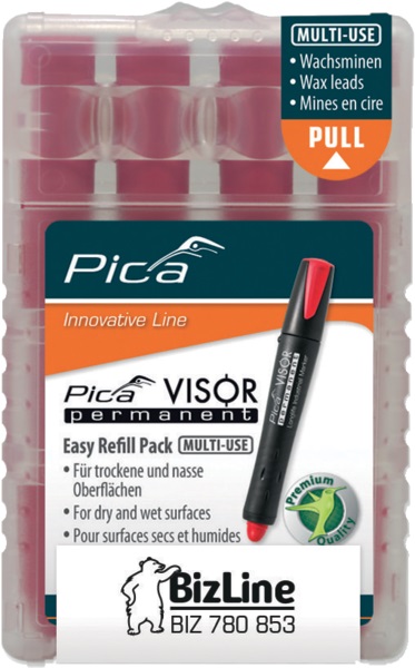 Mina ricambio cera rossa Pica Visor BIZ 780 852 per marcature precise e durature, confezione 4 pezzi