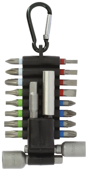 Set inserti elettrici 15 pezzi + 2 bossoli con custodia clip cintura per installatori