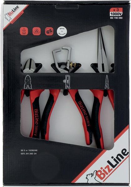 Kit pinze isolate 1000 V 3 pezzi per elettricista spelafili taglio diagonale becchi semitondi