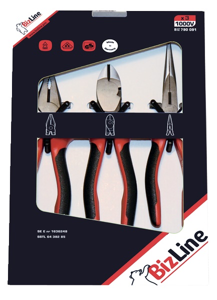 Kit 3 pinze isolate 1000 V 180-200 mm per elettricisti professionisti