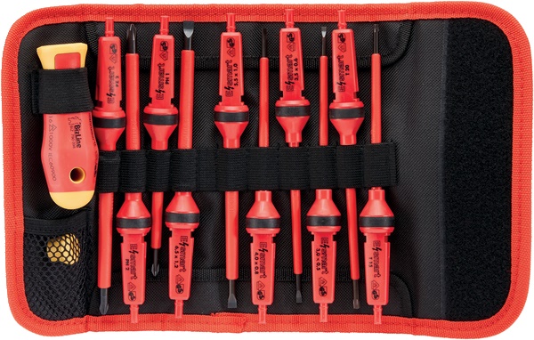 Set cacciaviti punte intercambiabili isolate 1000V con custodia nylon per elettricisti professionisti