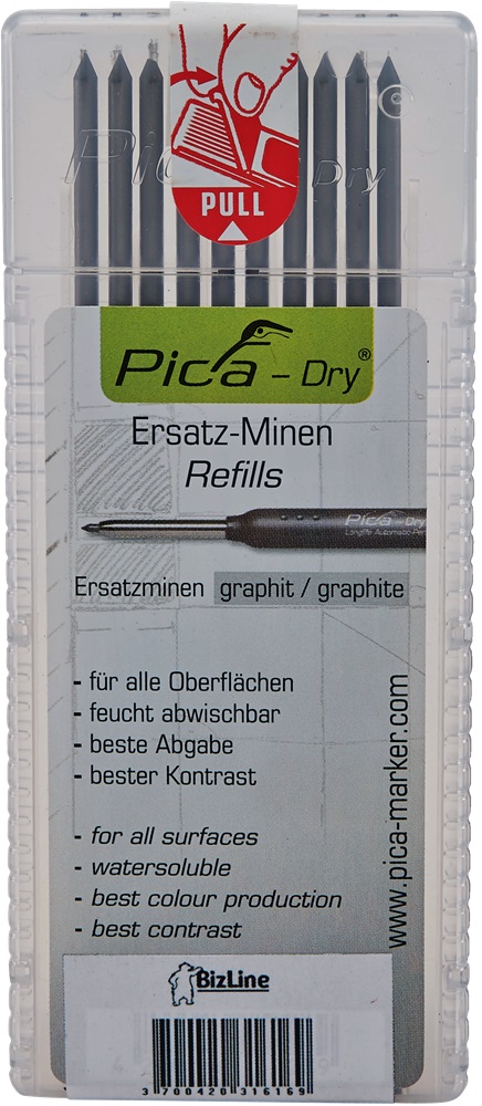 Mina di ricambio per matita mina grafite PICA DRY BIZ 790 214 (x 10)