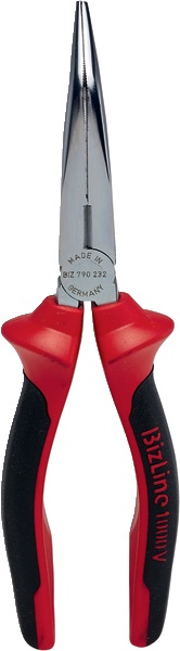 Pinza becchi semitondi lunghi angolo 200 mm isolamento 1000 V manico bimateriale ergonomico rivestimento cromato anticorrosione per lavori elettrici precisione