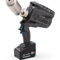 Foralamiere oleodinamico a batteria B-FL750, foratura lamiere fino 3,5 mm, testa girevole 360°, LED illuminazione, design compatto pistola, ergonomico, uso industriale e manutenzione tecnica