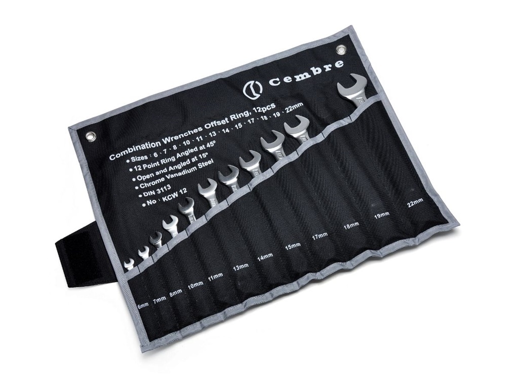 Set chiavi combinate 12 pezzi acciaio cromo vanadio utensili manuali