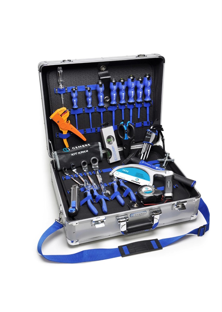 Valigia alluminio kit assortito con pannelli portautensili elastici e tasca porta documenti/tablet