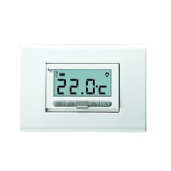 Termostato digitale ambiente da incasso TA/350 con display, doppia cover bianco e antracite, alimentazione batterie AAA, per uso residenziale e commerciale