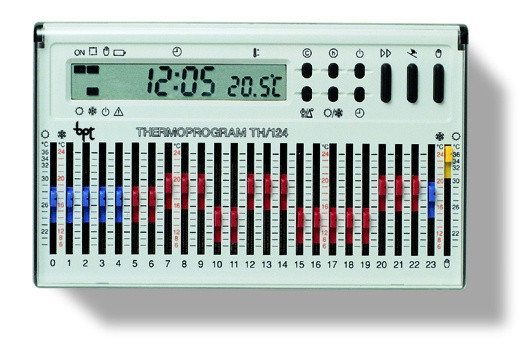Termoprogrammatore digitale TH/124.01 bianco a parete con programmazione giornaliera per riscaldamento ambiente
