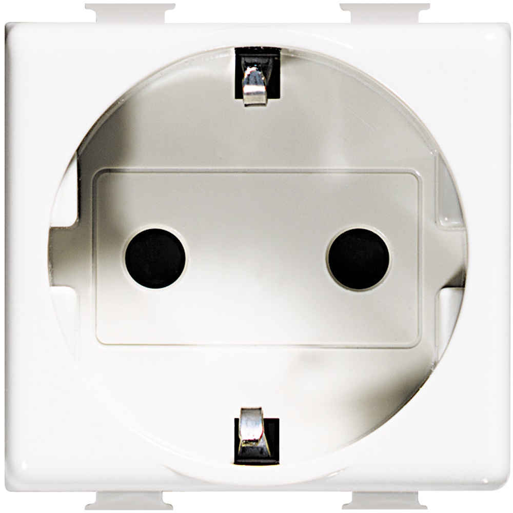 Presa standard tedesca 2P+T 16A 250V antibatterica bianca per installazioni elettriche