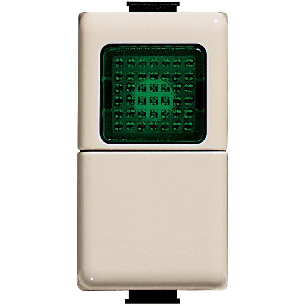 Pulsante MATIX MAGIC 1P NO 250V 10A spia verde segnalazione impianti elettrici civili industriali