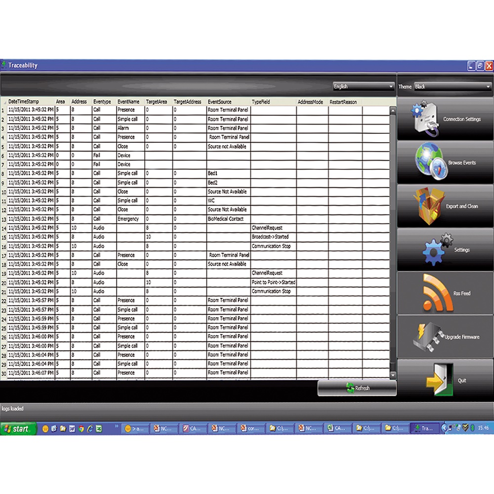 Software gestione dati registro eventi per analisi e esportazione CSV/XML ambito elettrico