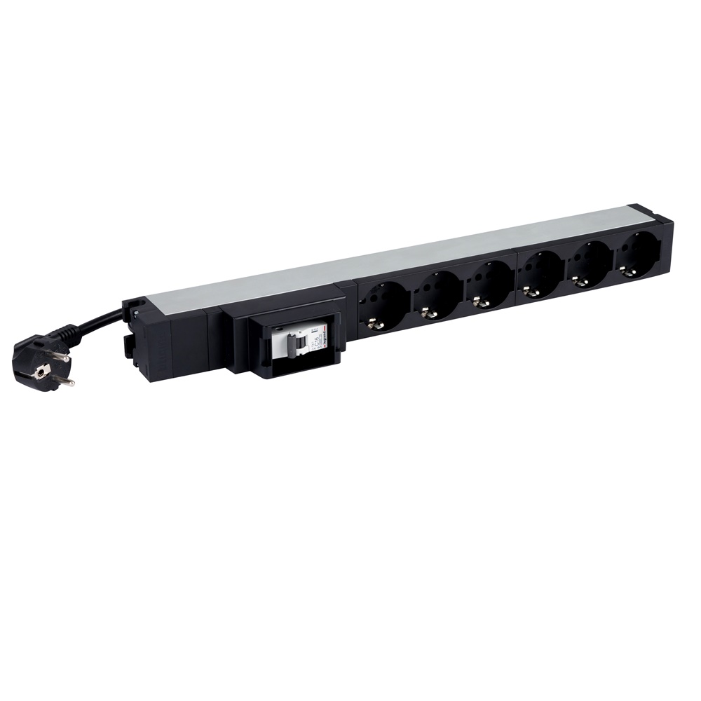 PDU 19 6 prese bipasso tedesco con interruttore magnetotermico per rack professionale
