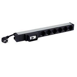 PDU 19 6 prese bipasso tedesco con interruttore magnetotermico per rack professionale