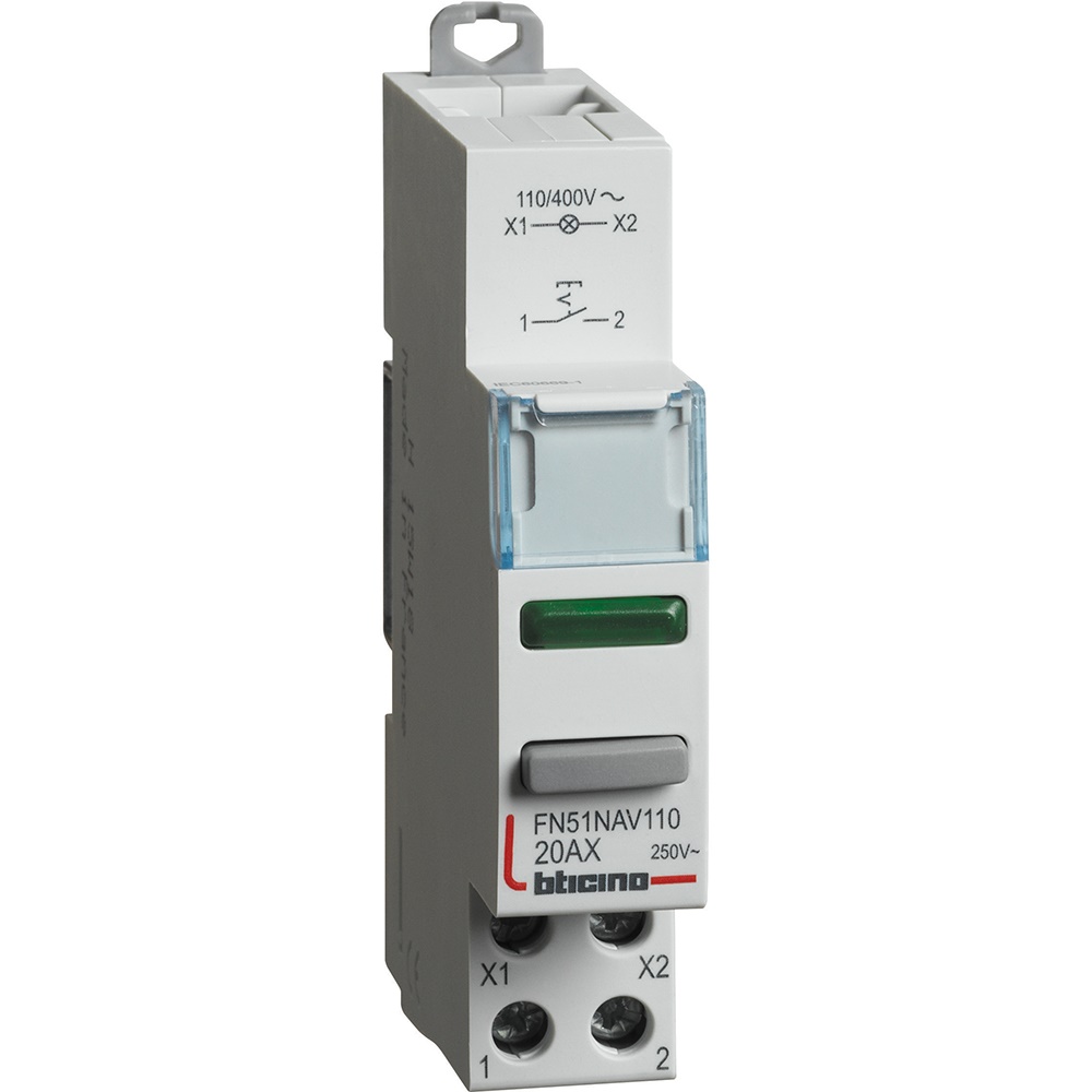 Interruttore unipolare 1NA LED verde 20A 110-400V modulo DIN comando segnalazione