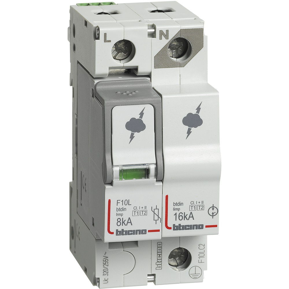Limitatore sovratensione SPD tipo 1+2 8kA 1P+N protezione reti elettriche TN TT