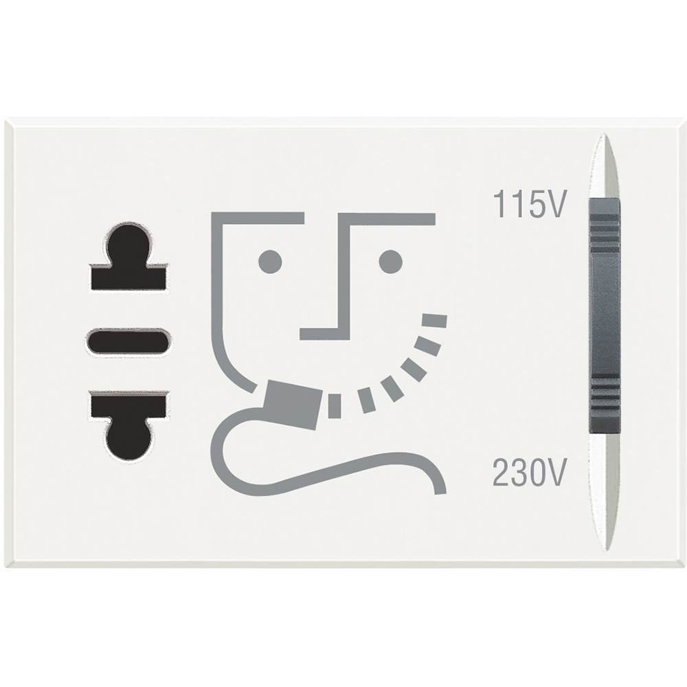 Presa rasoio 230V con trasformatore isolamento 3 moduli tensione 115/230V bagno