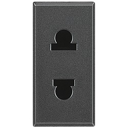 Presa standard Euro-US 2P 16A 127/250V alveoli schermati antracite per uso domestico e industriale