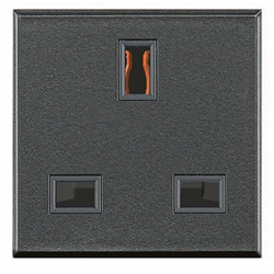 Presa modulare 2P+T 13A 250V standard BS antracite per installazioni residenziali e commerciali