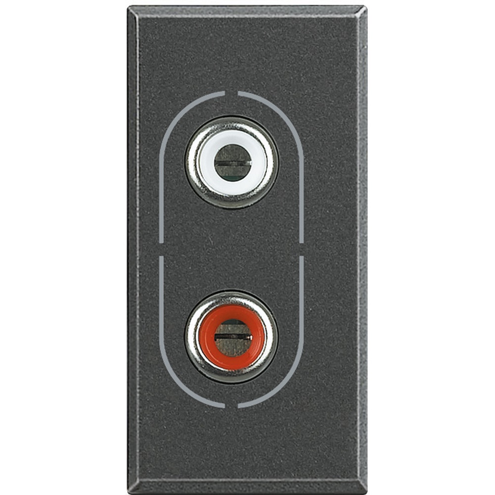 Presa audio Axolute 2 connettori RCA antracite per impianti audio-video