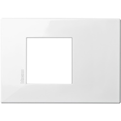 Placca Axolute Air 2 Moduli Bianco Metallo per Impianti Elettrici