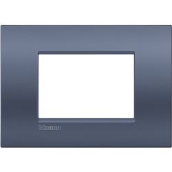 Placca incasso 3 moduli metallo finitura Blue Moon per impianti elettrici residenziali e commerciali