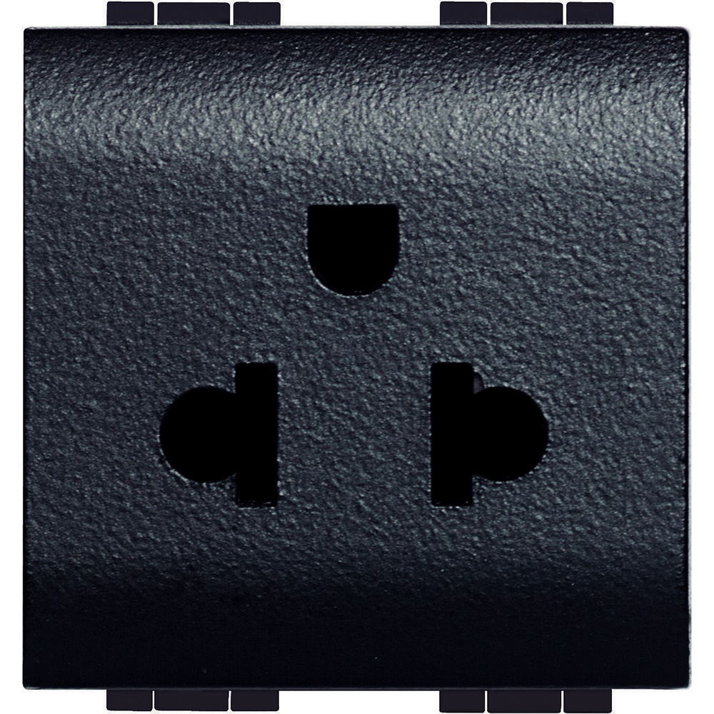 presa universale 2P+T 16A 127/250V standard euroamericano alveoli schermati antracite living int
