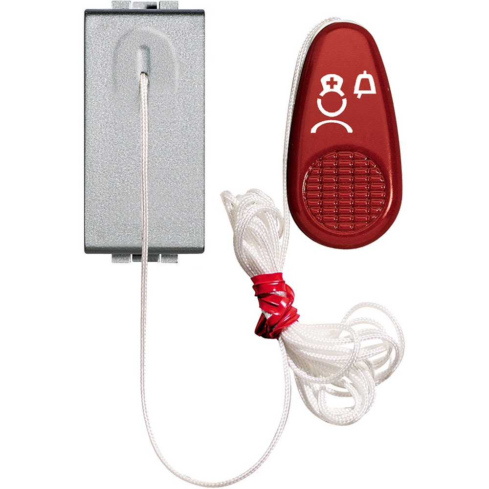 Pulsante tirante WC 1P NC rosso icona infermiera richiesta assistenza bagno uso civile