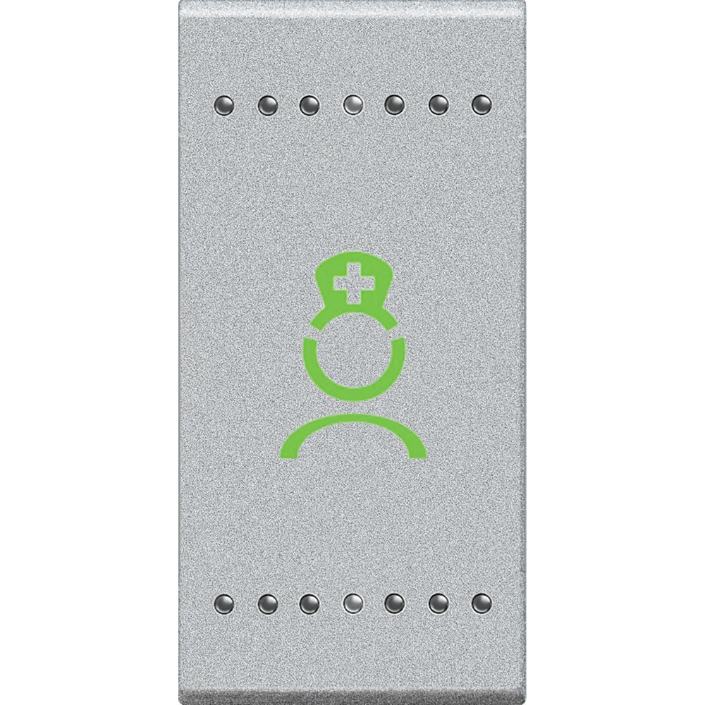 Pulsante presenza WC 1P NC con icona verde per controllo chiamata bagno ambienti sanitari