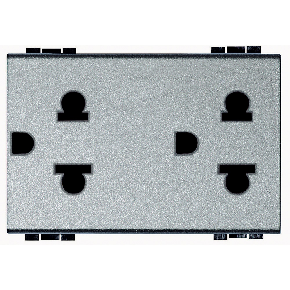 Presa duplex universale 2P+T 16A 127/250V standard euroamericano alveoli schermati uso residenziale e commerciale
