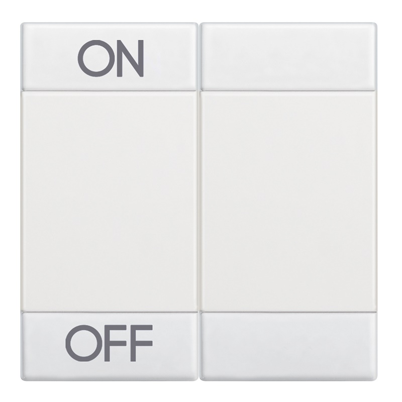 Copritasto Livinglight 2 moduli con serigrafia ON OFF bianco per impianti elettrici sicuri e accessibili