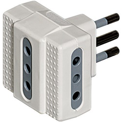 Adattatore Tris 3 prese 10A spina 10A colore bianco kit elettrico