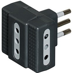 Adattatore Tris 3 prese 10A spina 10A antracite kit elettrico uso domestico ufficio