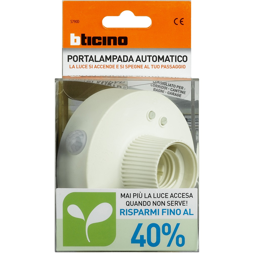 Kit portalampada E27 PIR bianco parete soffitto per uso domestico e professionale
