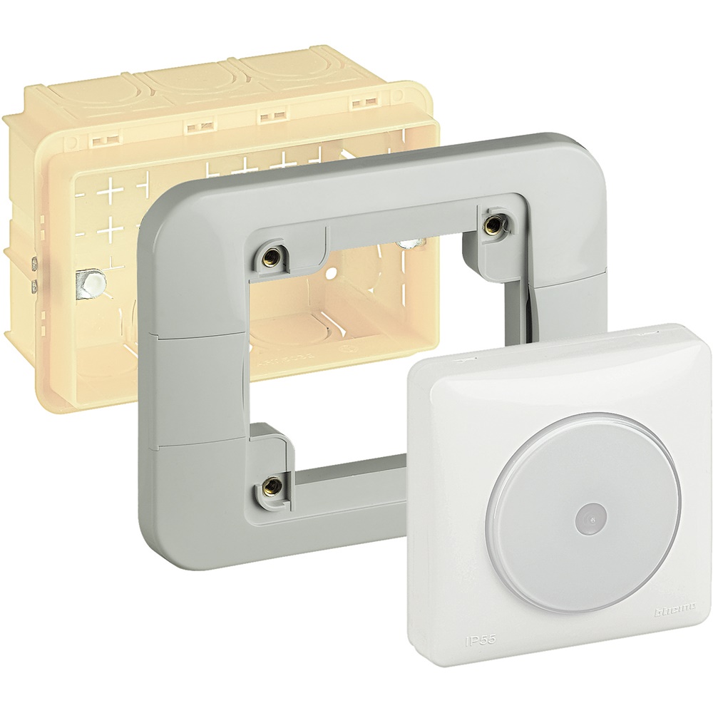 Adattatore IDROBOX protetto per scatola incasso 503E, installazione elettrica sicura e compatta