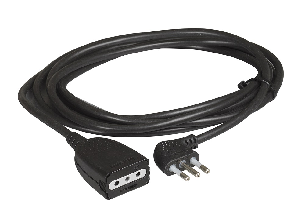 Prolunga elettrica 3m 2P+T 10A cavo nero uso domestico