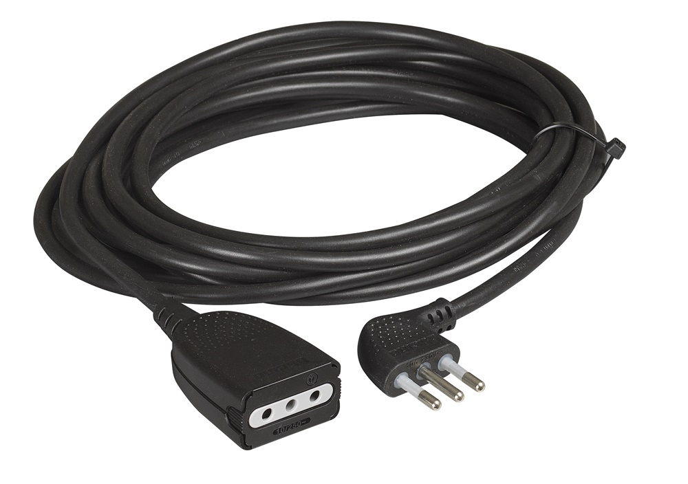 Prolunga elettrica 5m 2P+T 10A cavo 3x0,75mmq nero uso domestico