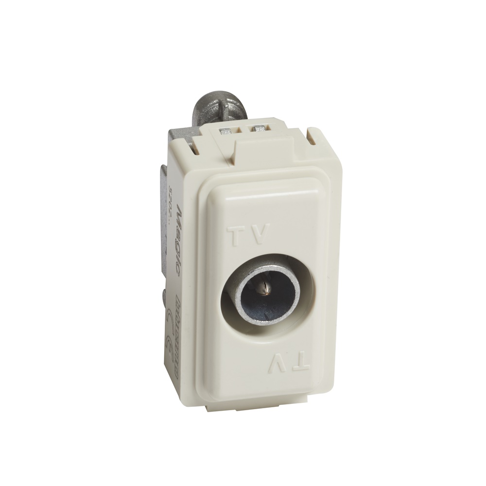 Presa TV diretta coassiale 1 modulo connettore maschio 9,5 mm per impianti antenna e satellite