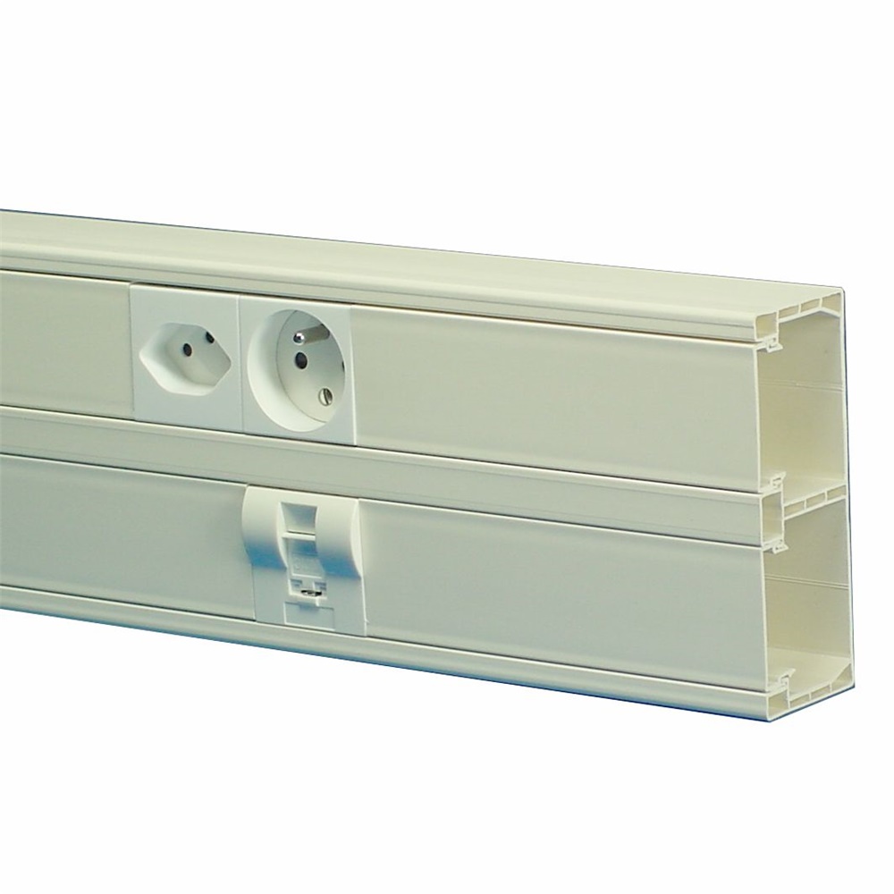 Canalina elettrica modulare 125x50x2 mm bianco RAL 9010 con scomparti per organizzazione cavi interni
